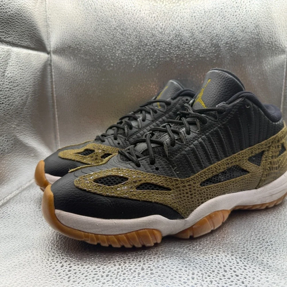 Size 9.5 Air Jordan 11 IE Low Croc Black Metallic Green Mens Shoes 306008-013‎